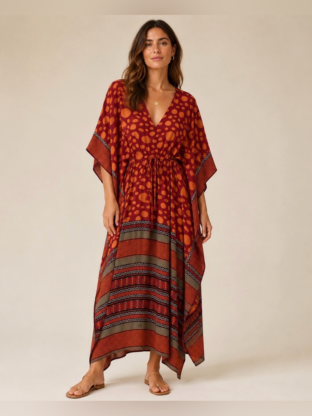 Recycled Sari Silk Kaftan